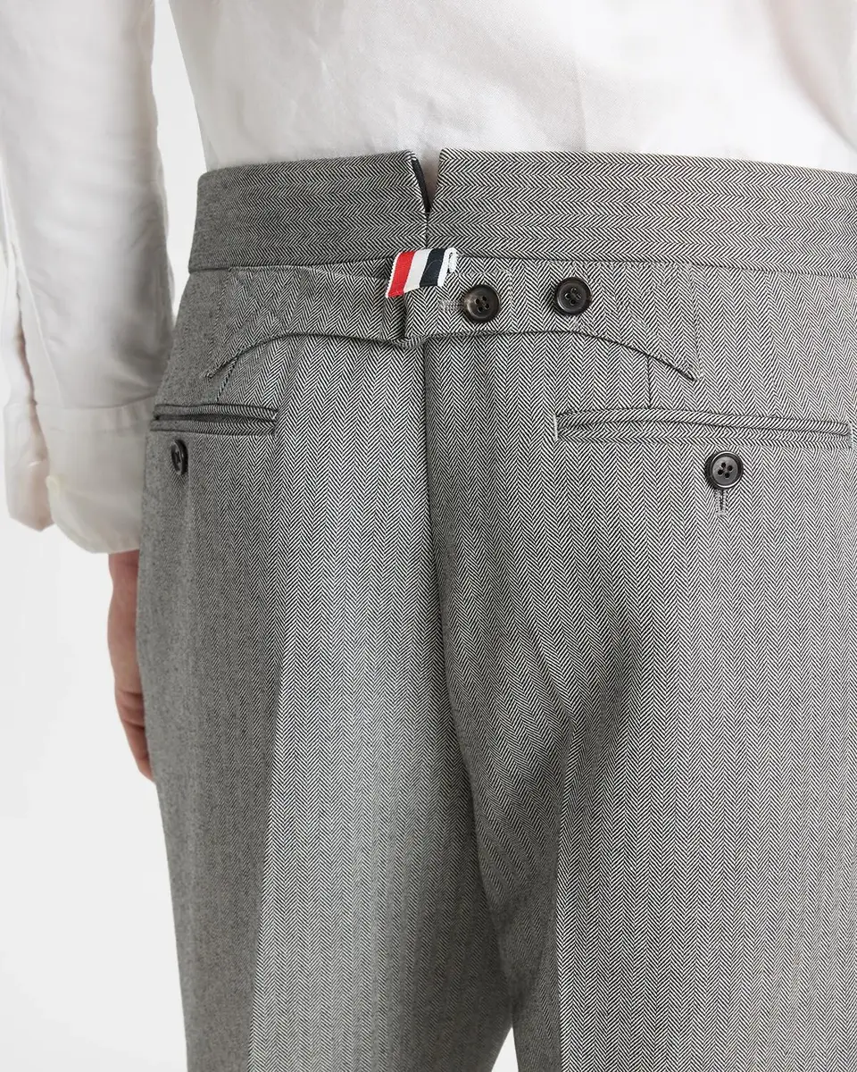 Thom Browne Men's Wool Herringbone Backstrap Trousers | Thumbnail 5 Thom Browne Men's Wool Herringbone Backstrap Trousers | Thumbnail 5