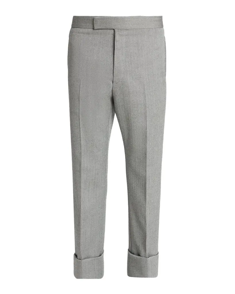 Men's Wool Herringbone Backstrap Trousers Men's Wool Herringbone Backstrap Trousers