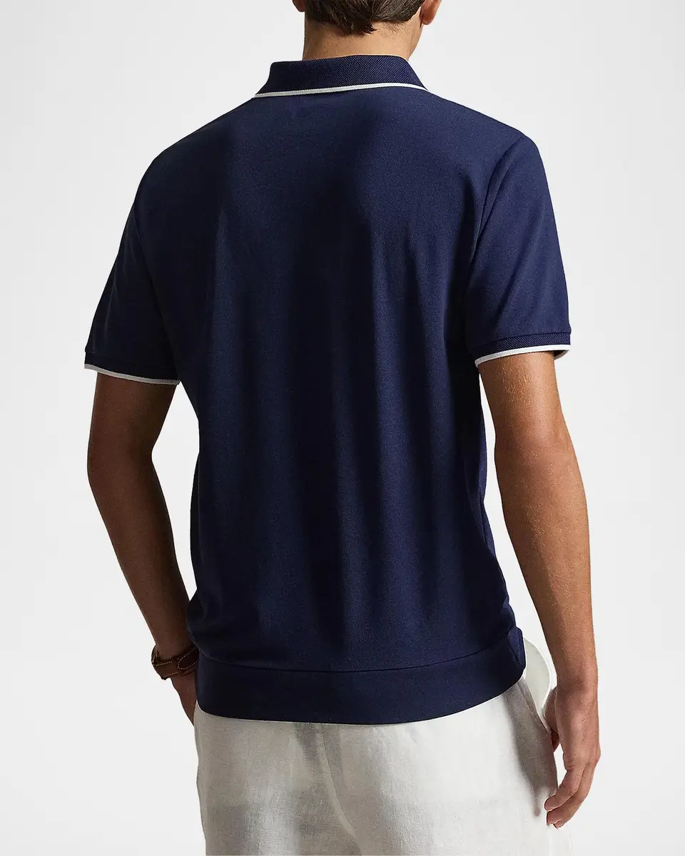 Polo Ralph Lauren Men's Classic-Fit Stretch Mesh Zip Polo Shirt | Thumbnail 3 Polo Ralph Lauren Men's Classic-Fit Stretch Mesh Zip Polo Shirt | Thumbnail 3