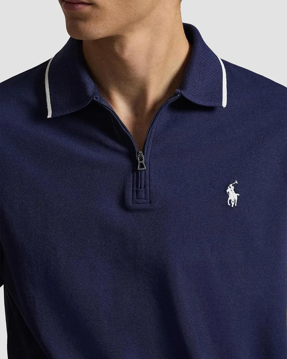 Polo Ralph Lauren Men's Classic-Fit Stretch Mesh Zip Polo Shirt | Thumbnail 4 Polo Ralph Lauren Men's Classic-Fit Stretch Mesh Zip Polo Shirt | Thumbnail 4