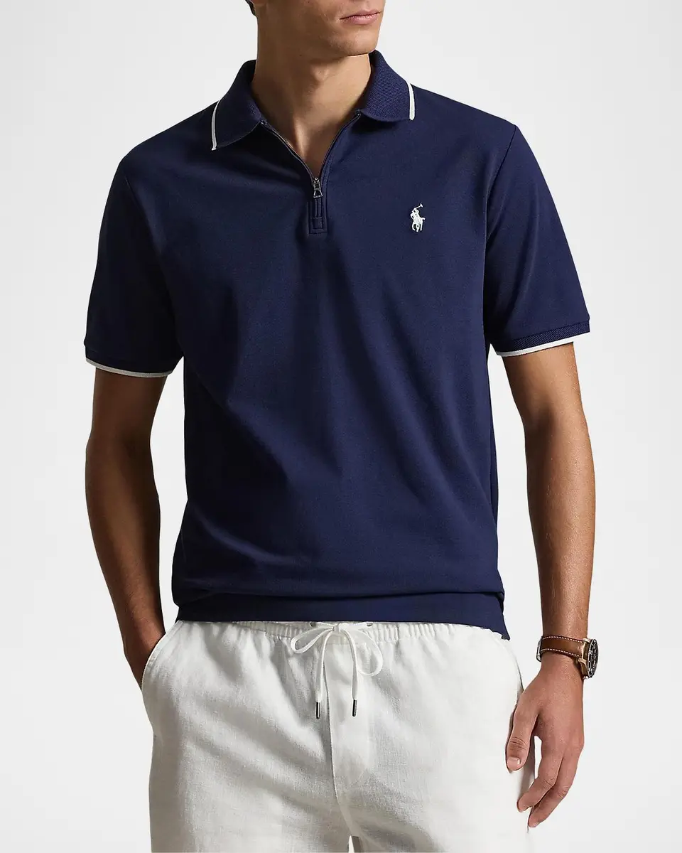 Polo Ralph Lauren Men's Classic-Fit Stretch Mesh Zip Polo Shirt | Thumbnail 5 Polo Ralph Lauren Men's Classic-Fit Stretch Mesh Zip Polo Shirt | Thumbnail 5