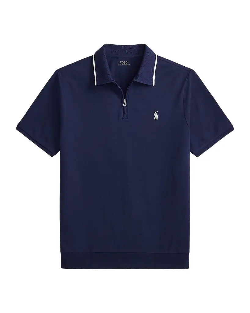 Men's Classic-Fit Stretch Mesh Zip Polo Shirt