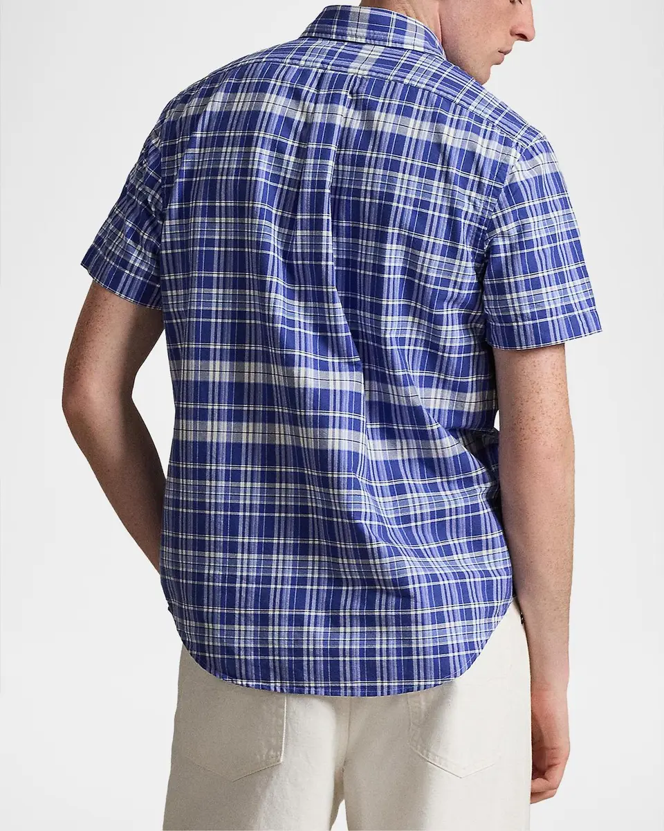 Polo Ralph Lauren Men's Classic-Fit Plaid Short-Sleeve Oxford Shirt | Thumbnail 3 Polo Ralph Lauren Men's Classic-Fit Plaid Short-Sleeve Oxford Shirt | Thumbnail 3