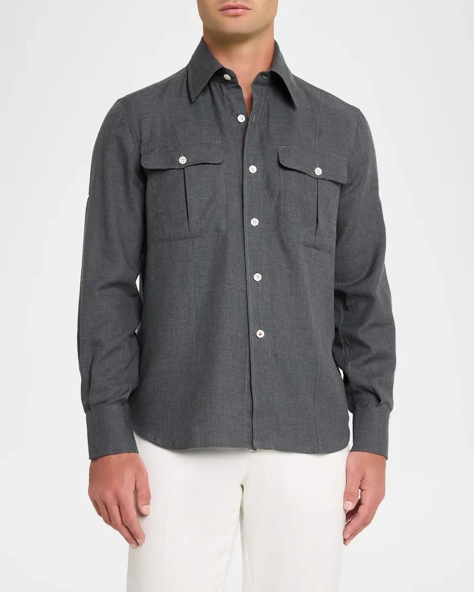 Isaia Men's Cotton Shirt Jacket | Thumbnail 4 Isaia Men's Cotton Shirt Jacket | Thumbnail 4