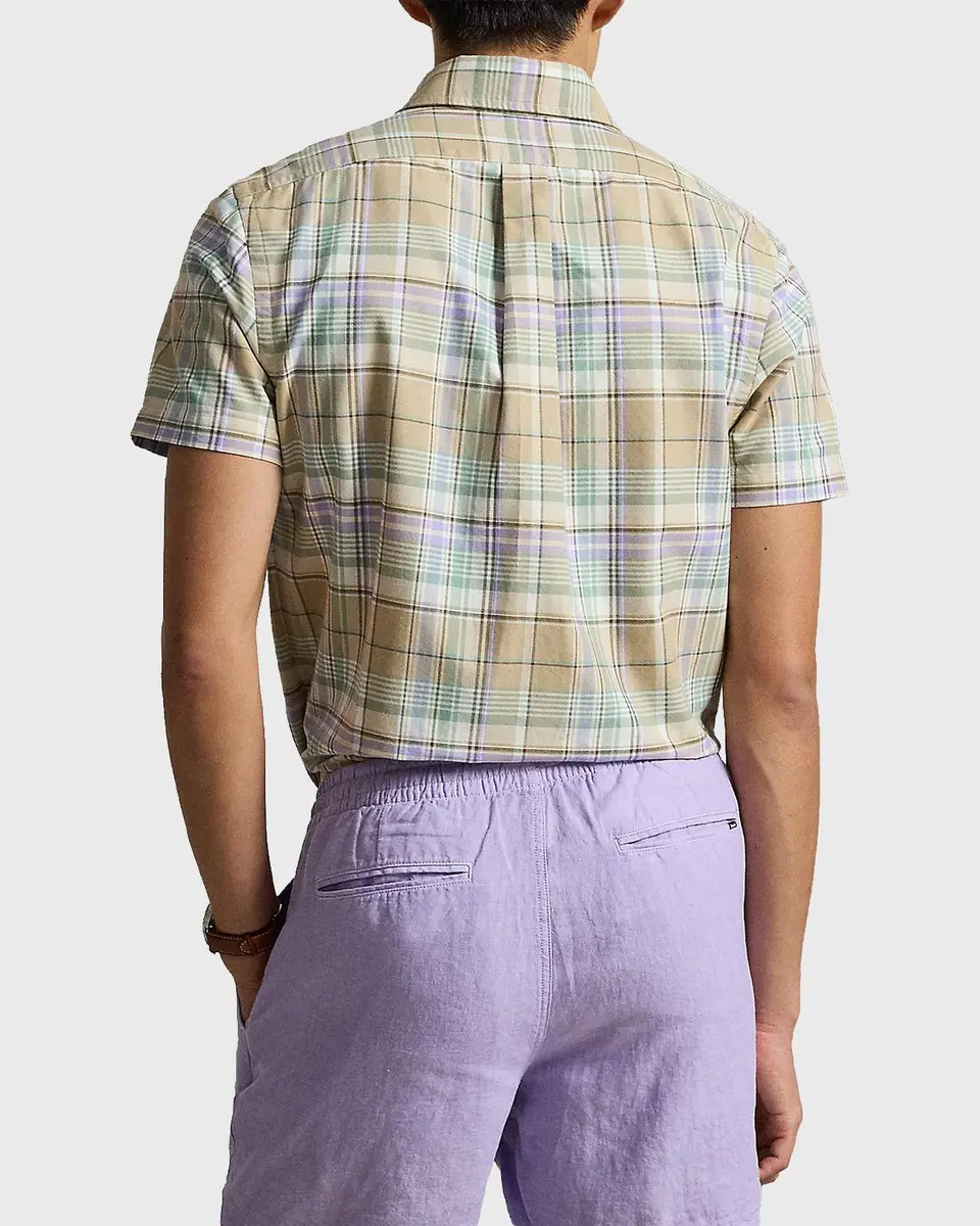 Polo Ralph Lauren Men's Classic-Fit Plaid Short-Sleeve Oxford Shirt | Thumbnail 3 Polo Ralph Lauren Men's Classic-Fit Plaid Short-Sleeve Oxford Shirt | Thumbnail 3