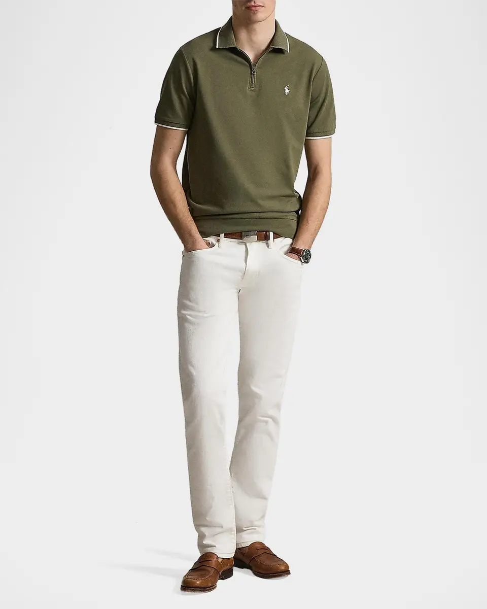 Polo Ralph Lauren Men's Classic-Fit Stretch Mesh Zip Polo Shirt | Thumbnail 2