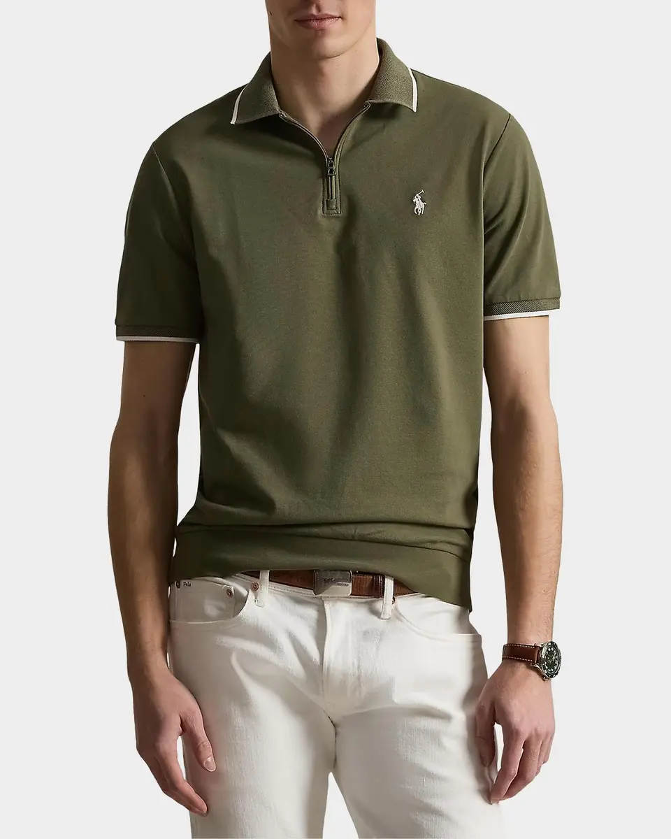Polo Ralph Lauren Men's Classic-Fit Stretch Mesh Zip Polo Shirt | Thumbnail 6