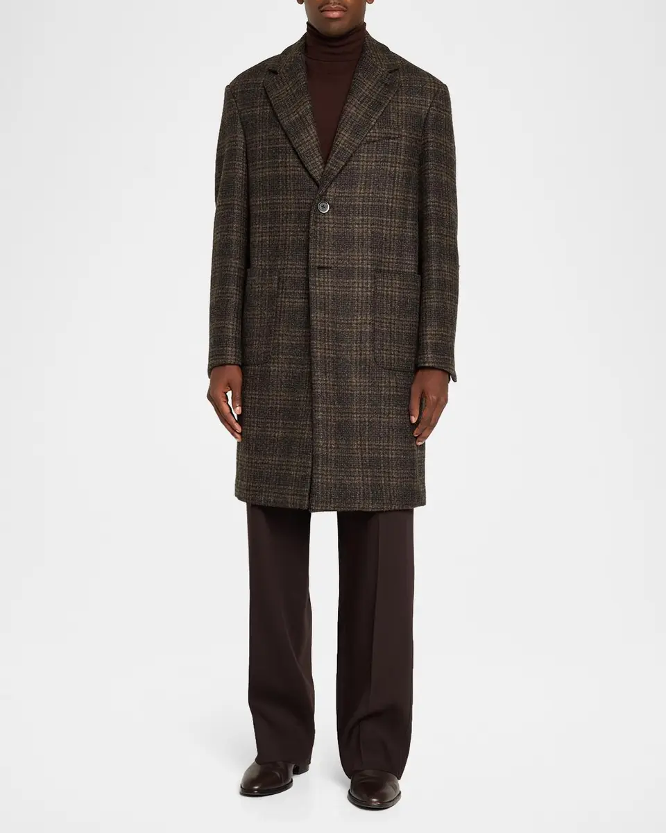 Barena Men's Baron Plaid Virgin Wool Overcoat | Thumbnail 2 Barena Men's Baron Plaid Virgin Wool Overcoat | Thumbnail 2