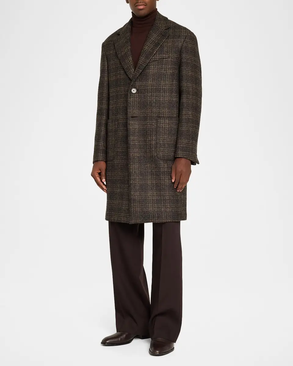 Barena Men's Baron Plaid Virgin Wool Overcoat | Thumbnail 4 Barena Men's Baron Plaid Virgin Wool Overcoat | Thumbnail 4