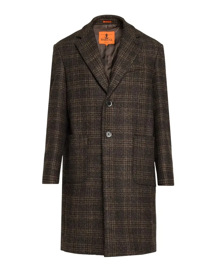 Barena Men's Baron Plaid Virgin Wool Overcoat