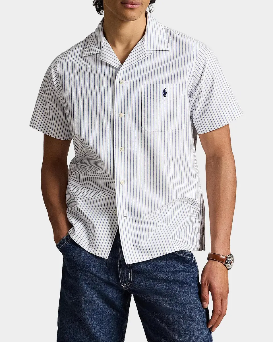 Polo Ralph Lauren Men's Classic-Fit Striped Oxford Camp Shirt | Thumbnail 4 Polo Ralph Lauren Men's Classic-Fit Striped Oxford Camp Shirt | Thumbnail 4