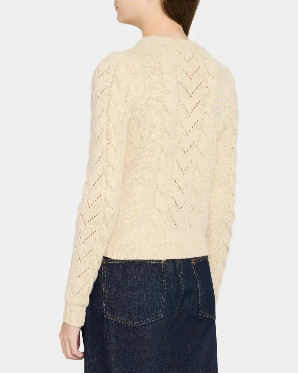Max Mara Paillette Wool-Cashmere Cable Knit Crewneck Sweater | Thumbnail 3 Max Mara Paillette Wool-Cashmere Cable Knit Crewneck Sweater | Thumbnail 3