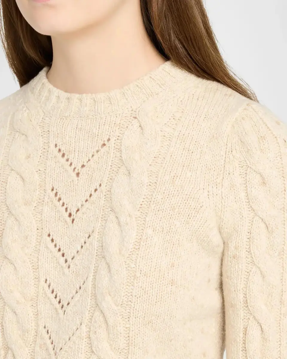 Max Mara Paillette Wool-Cashmere Cable Knit Crewneck Sweater | Thumbnail 5 Max Mara Paillette Wool-Cashmere Cable Knit Crewneck Sweater | Thumbnail 5