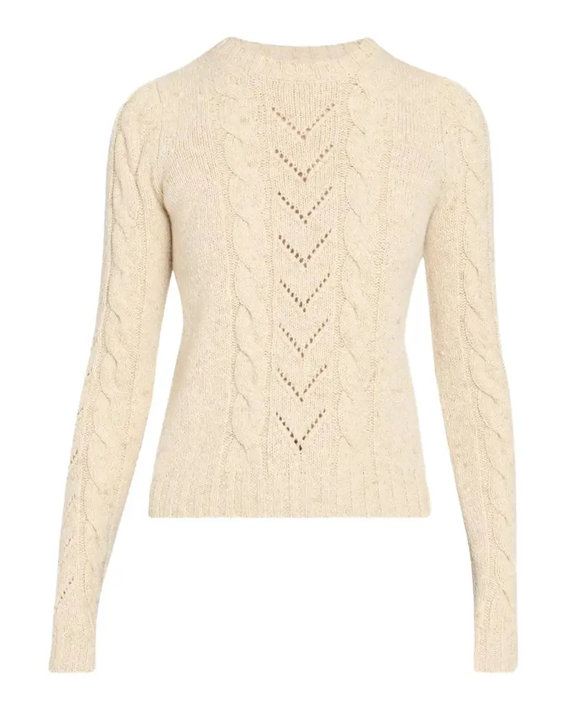 Paillette Wool-Cashmere Cable Knit Crewneck Sweater Paillette Wool-Cashmere Cable Knit Crewneck Sweater