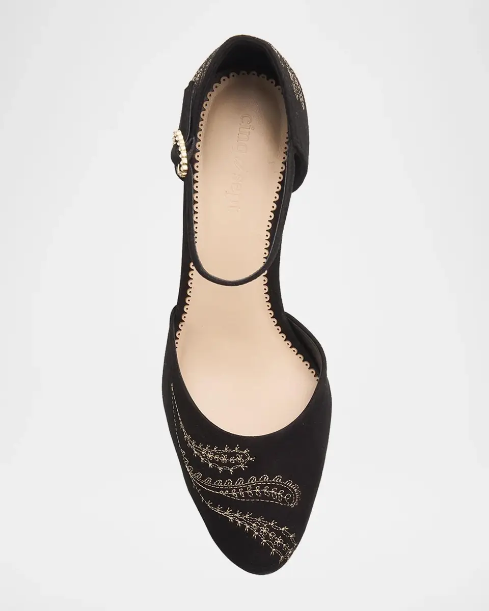 Cinq à Sept Mariana 80MM Embroidered Suede Pumps | Thumbnail 6 Cinq à Sept Mariana 80MM Embroidered Suede Pumps | Thumbnail 6