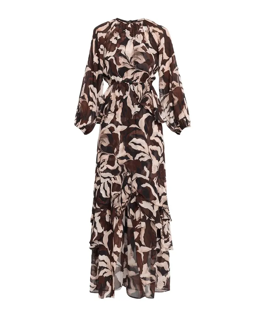 Sanaz Ruffle-Hem Maxi Dress