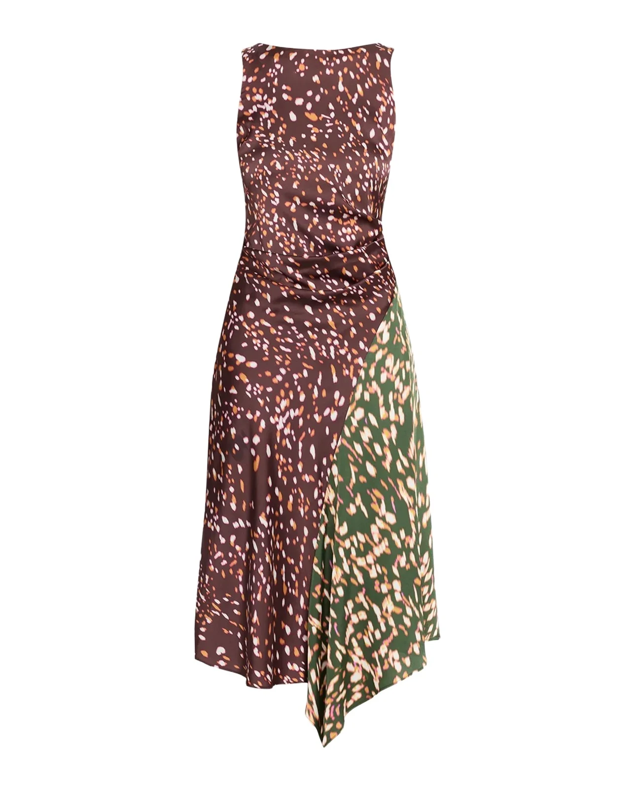 Misa Los Angeles Rohan Asymmetric Colorblock Midi Dress