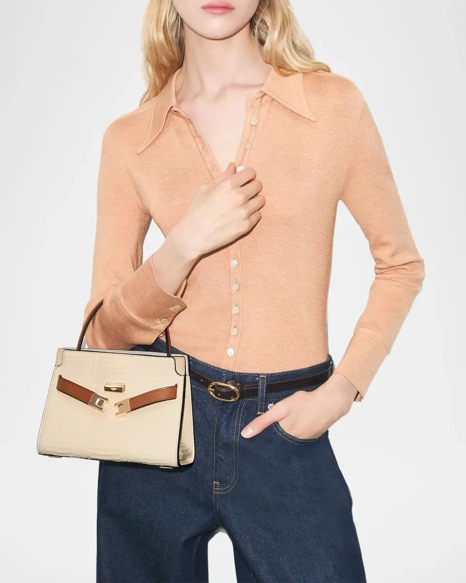 Tory Burch Lee Radziwill Snakeskin-Embossed Top-Handle Bag | Thumbnail 6 Tory Burch Lee Radziwill Snakeskin-Embossed Top-Handle Bag | Thumbnail 6