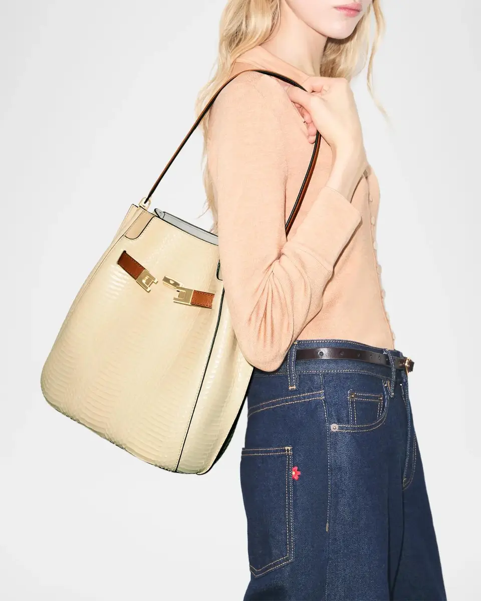 Tory Burch Lee Radziwill Snake-Embossed Leather Bucket Bag | Thumbnail 5 Tory Burch Lee Radziwill Snake-Embossed Leather Bucket Bag | Thumbnail 5