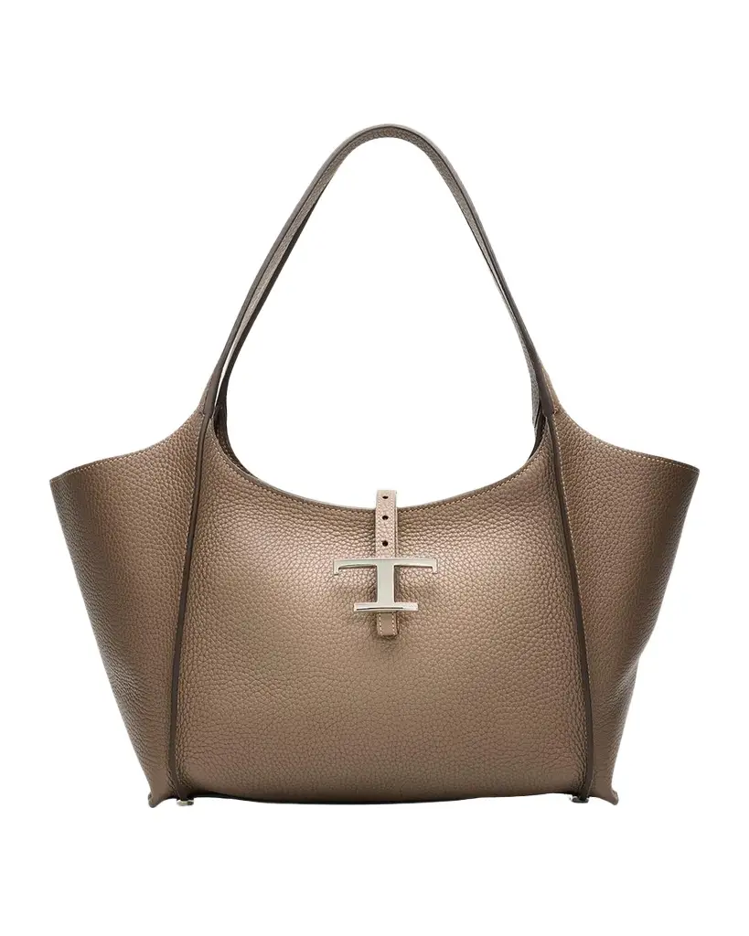 Tod's T Timeless Grained Leather Shopping Tote Bag