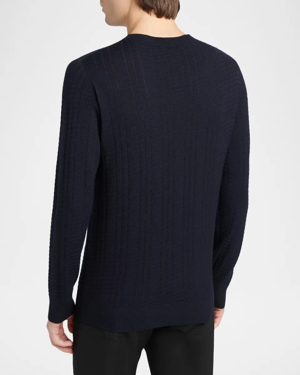 Giorgio Armani Men's Geometric Textured Virgin Wool Sweater | Thumbnail 3 Giorgio Armani Men's Geometric Textured Virgin Wool Sweater | Thumbnail 3