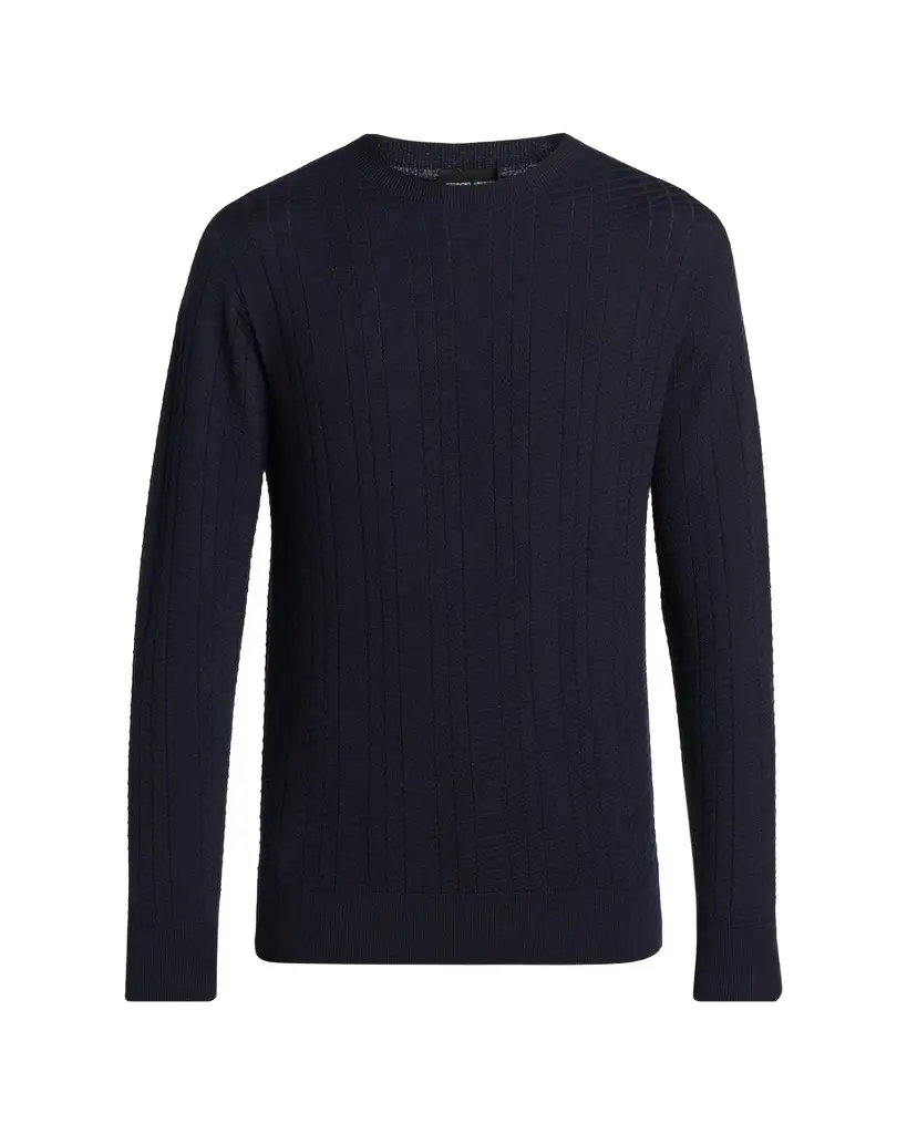 Men's Geometric Textured Virgin Wool Sweater Men's Geometric Textured Virgin Wool Sweater