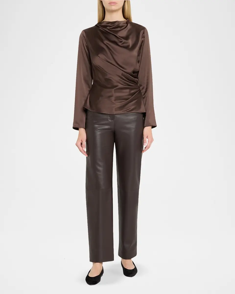 Loulou de Saison Anya 01 Draped Silk-Blend Satin Blouse | Thumbnail 2 Loulou de Saison Anya 01 Draped Silk-Blend Satin Blouse | Thumbnail 2