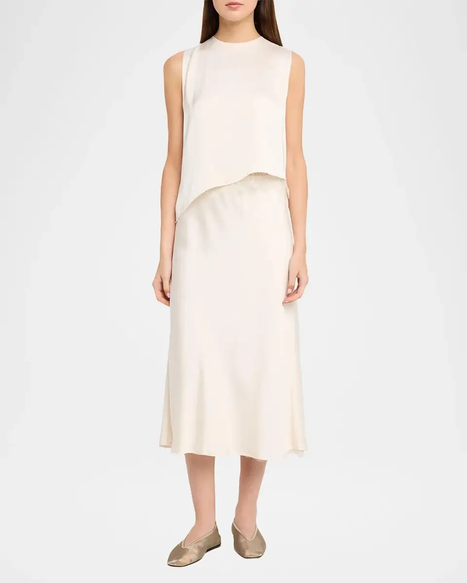 Vince Asymmetric Satin Lace Top | Thumbnail 2 Vince Asymmetric Satin Lace Top | Thumbnail 2