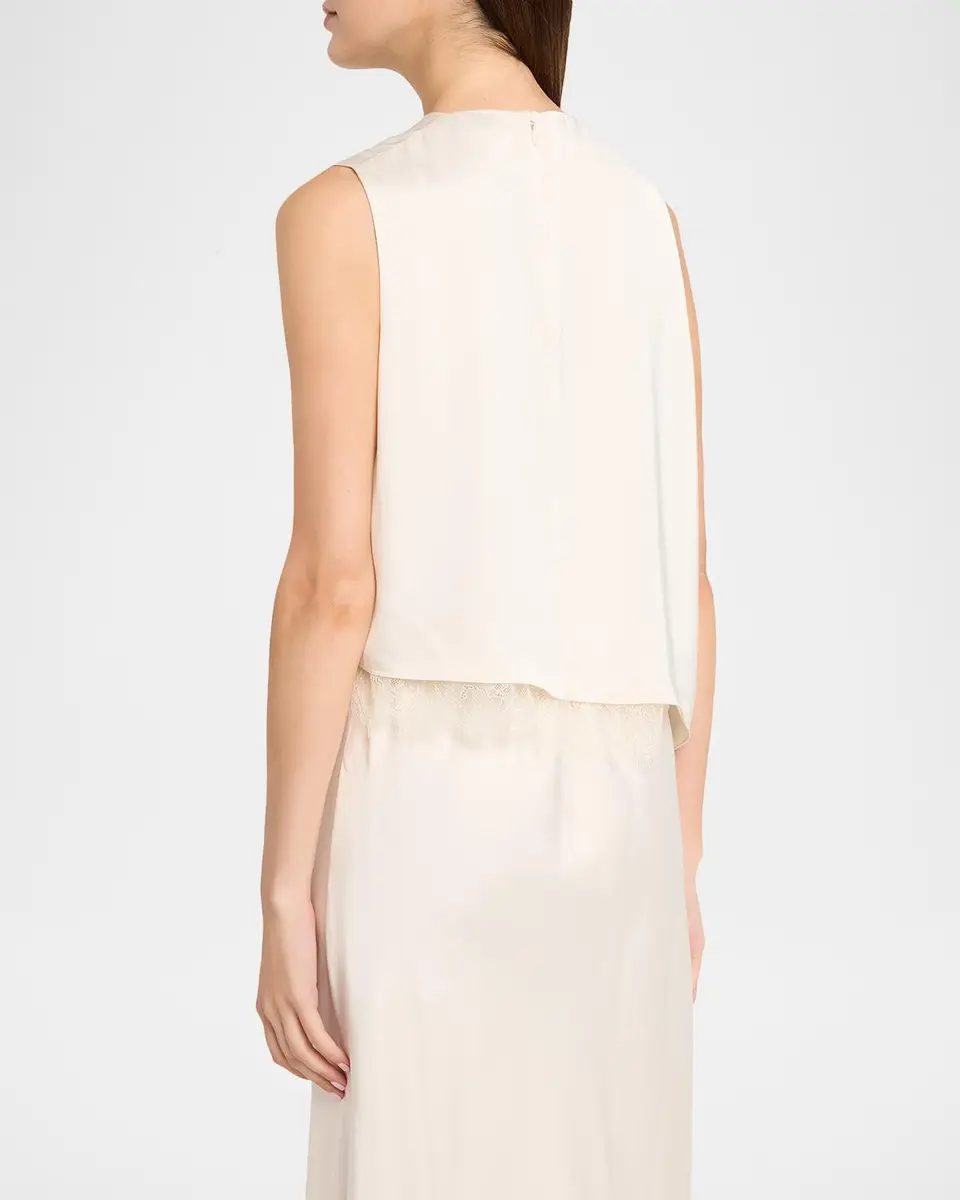 Vince Asymmetric Satin Lace Top | Thumbnail 3 Vince Asymmetric Satin Lace Top | Thumbnail 3