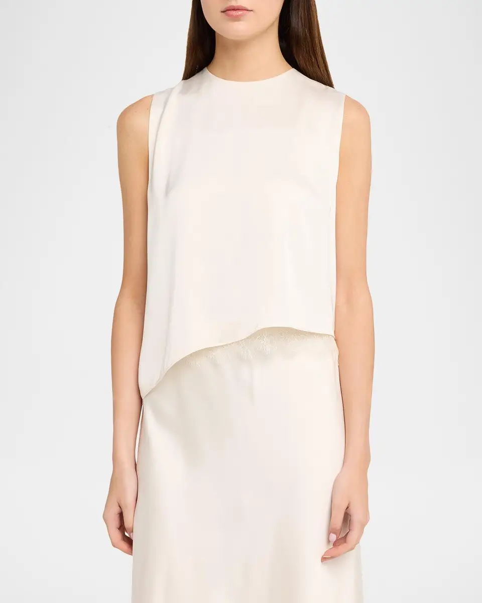 Vince Asymmetric Satin Lace Top | Thumbnail 4 Vince Asymmetric Satin Lace Top | Thumbnail 4