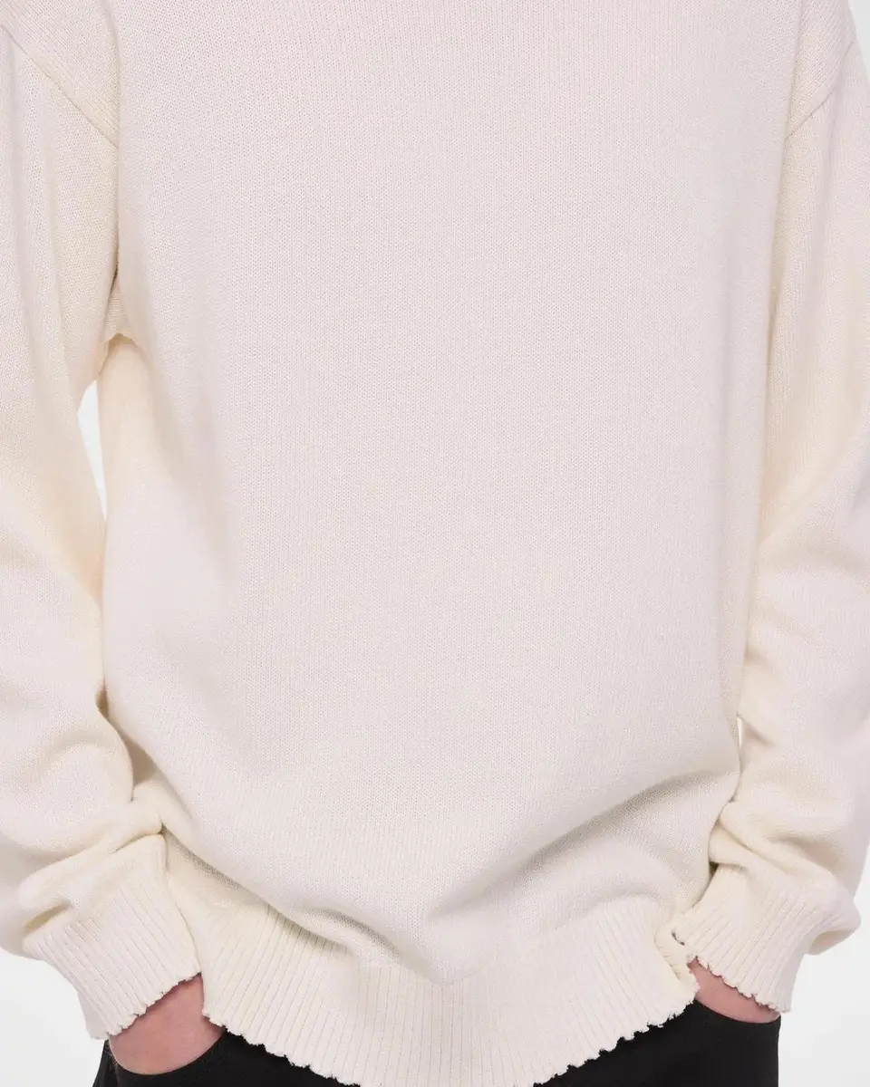 Helmut Lang Men's Cotton Lettuce-Trim Crewneck Sweater | Thumbnail 5 Helmut Lang Men's Cotton Lettuce-Trim Crewneck Sweater | Thumbnail 5