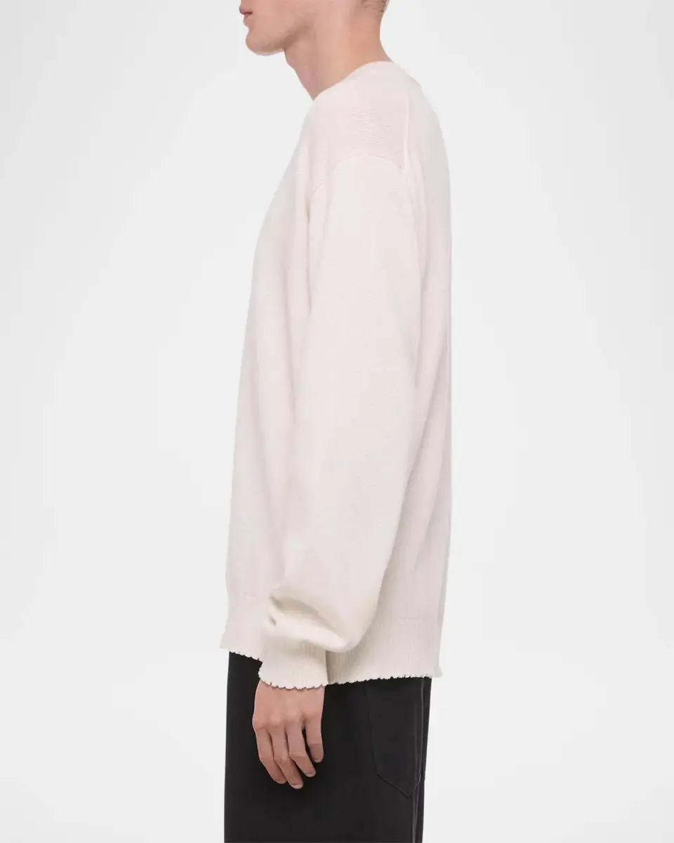 Helmut Lang Men's Cotton Lettuce-Trim Crewneck Sweater | Thumbnail 6 Helmut Lang Men's Cotton Lettuce-Trim Crewneck Sweater | Thumbnail 6