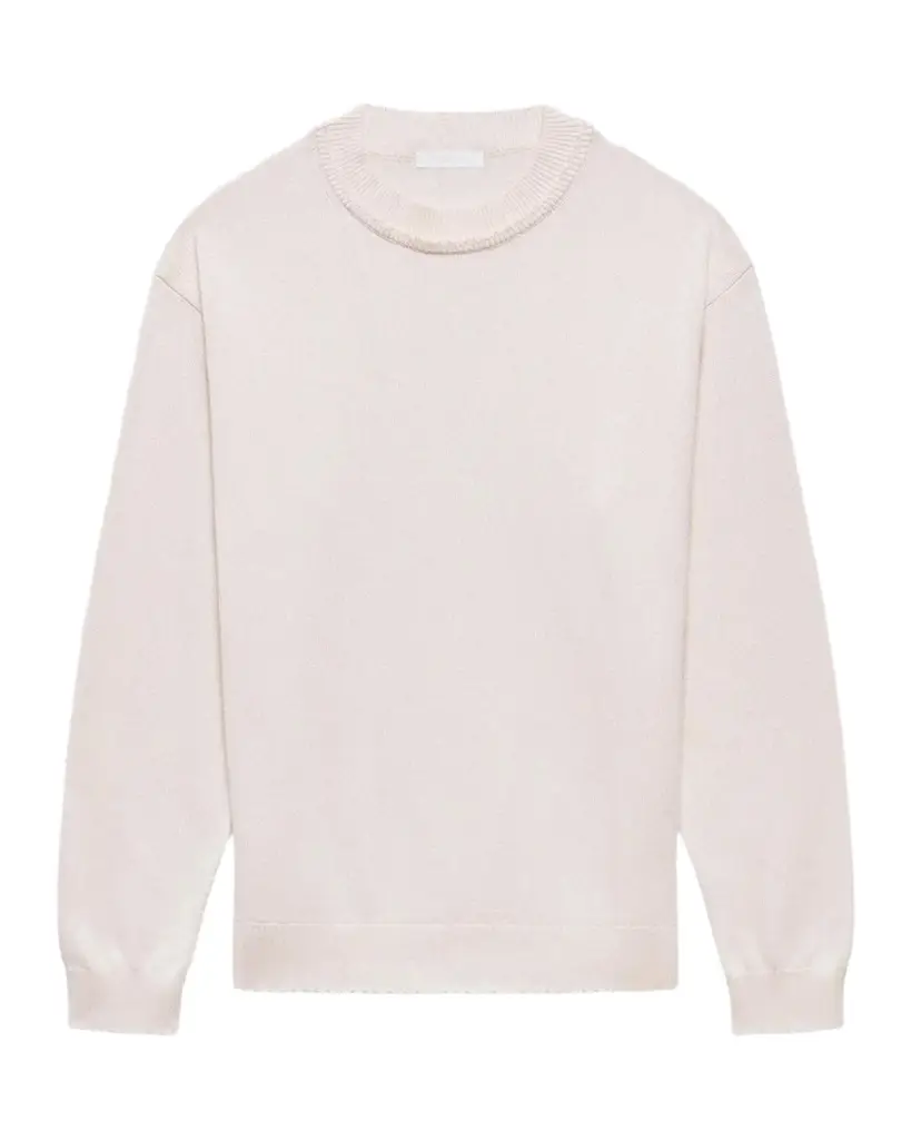 Helmut Lang Men's Cotton Lettuce-Trim Crewneck Sweater