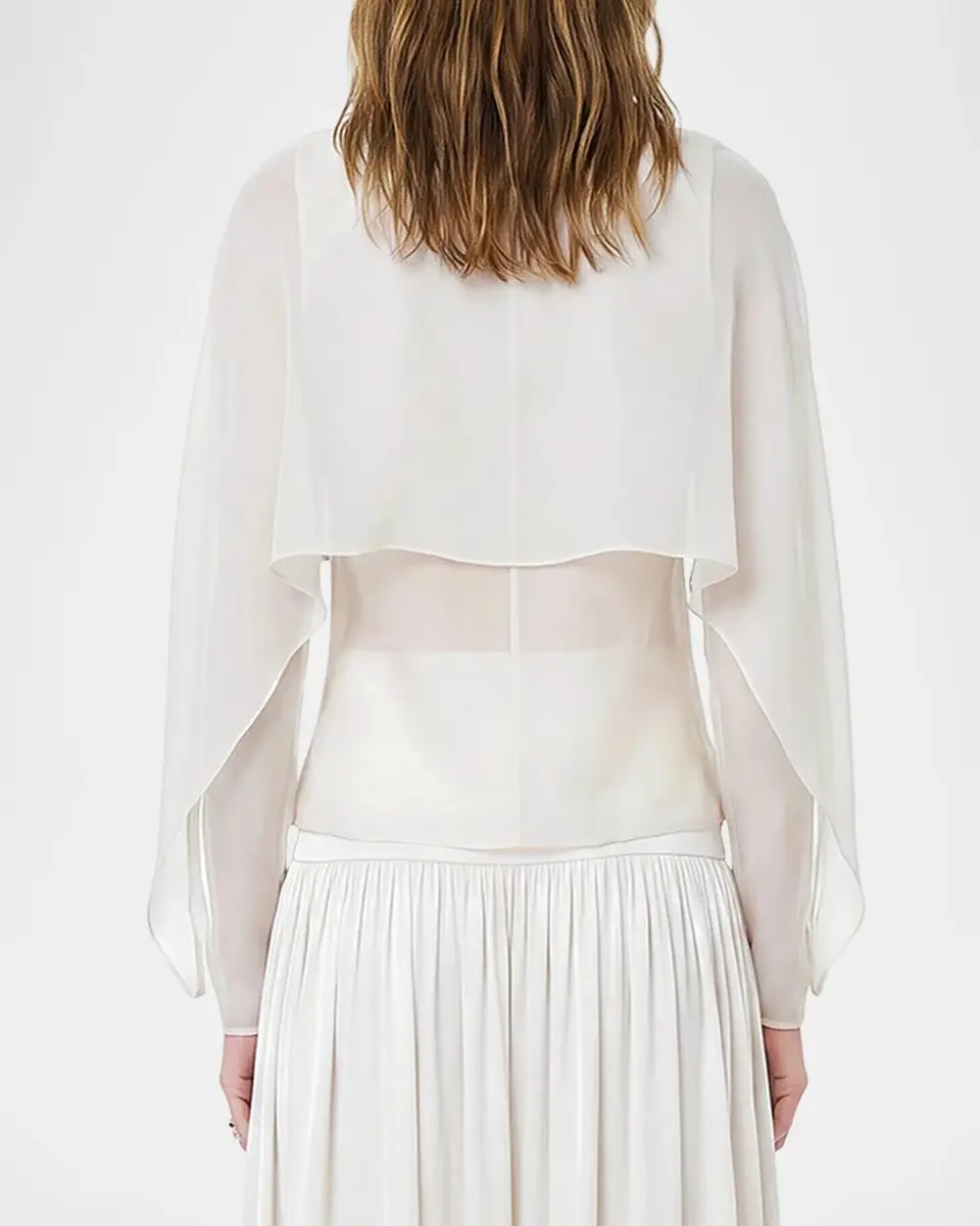 NICHOLAS Dahlia Draped Georgette Blouse | Thumbnail 3