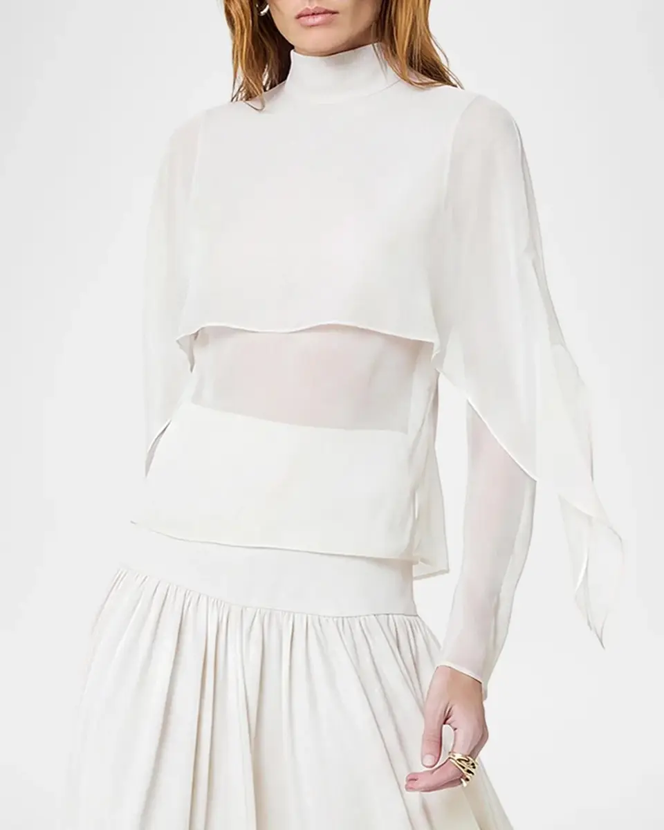 NICHOLAS Dahlia Draped Georgette Blouse | Thumbnail 4