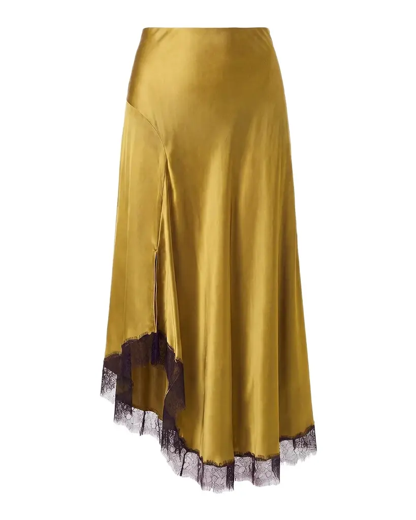 NICHOLAS London Lace-Trim High-Low Midi Skirt