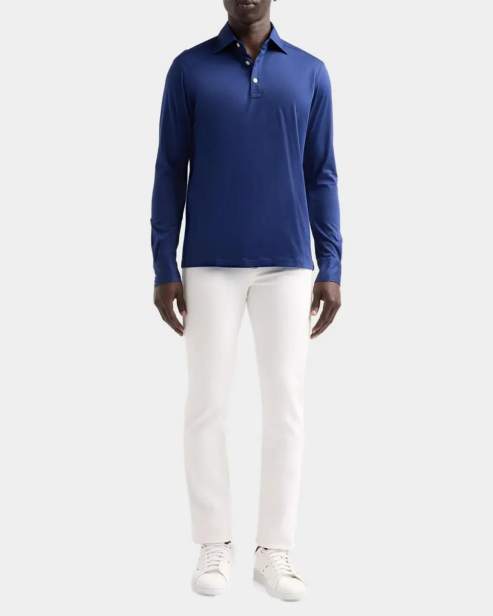 Kiton Men's Cotton Pique Long-Sleeve Polo Shirt | Thumbnail 2 Kiton Men's Cotton Pique Long-Sleeve Polo Shirt | Thumbnail 2