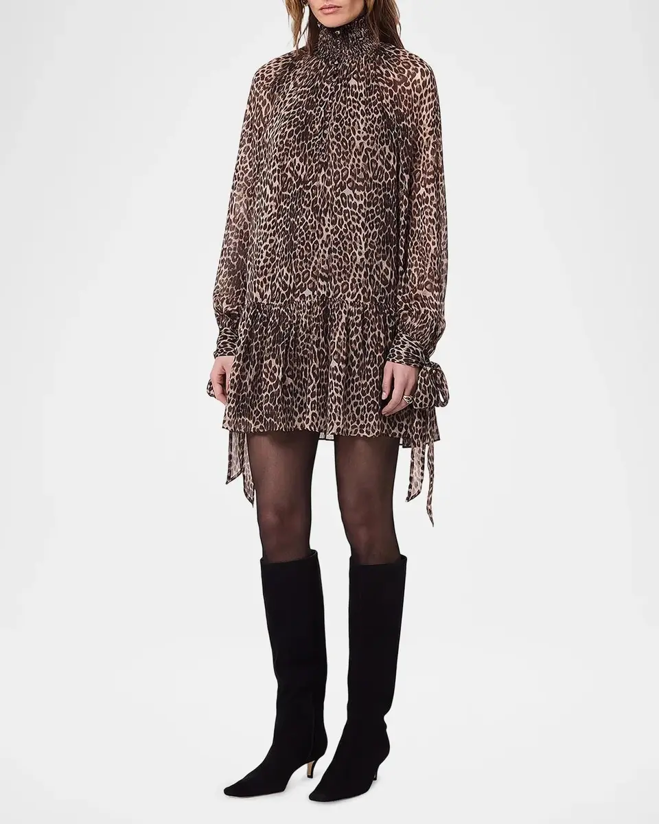 NICHOLAS Eliza Leopard-Print Georgette Mini Dress | Thumbnail 4 NICHOLAS Eliza Leopard-Print Georgette Mini Dress | Thumbnail 4