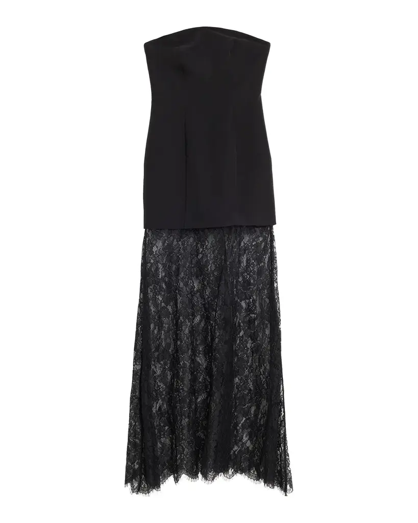 Gaelle Strapless Crepe & Lace Gown