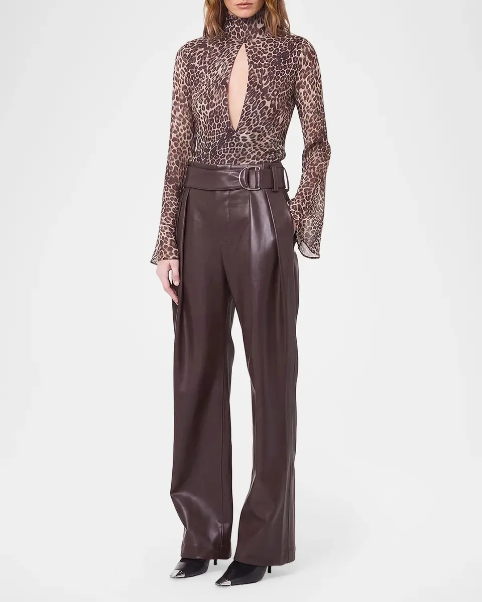 NICHOLAS Celeste Cutout Leopard-Print Georgette Blouse | Thumbnail 2