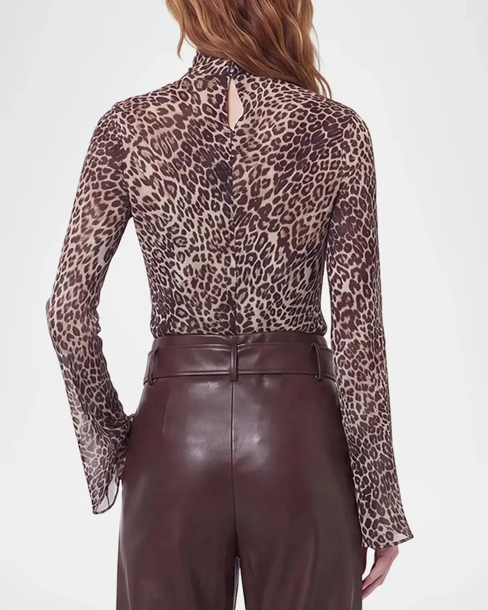 NICHOLAS Celeste Cutout Leopard-Print Georgette Blouse | Thumbnail 3