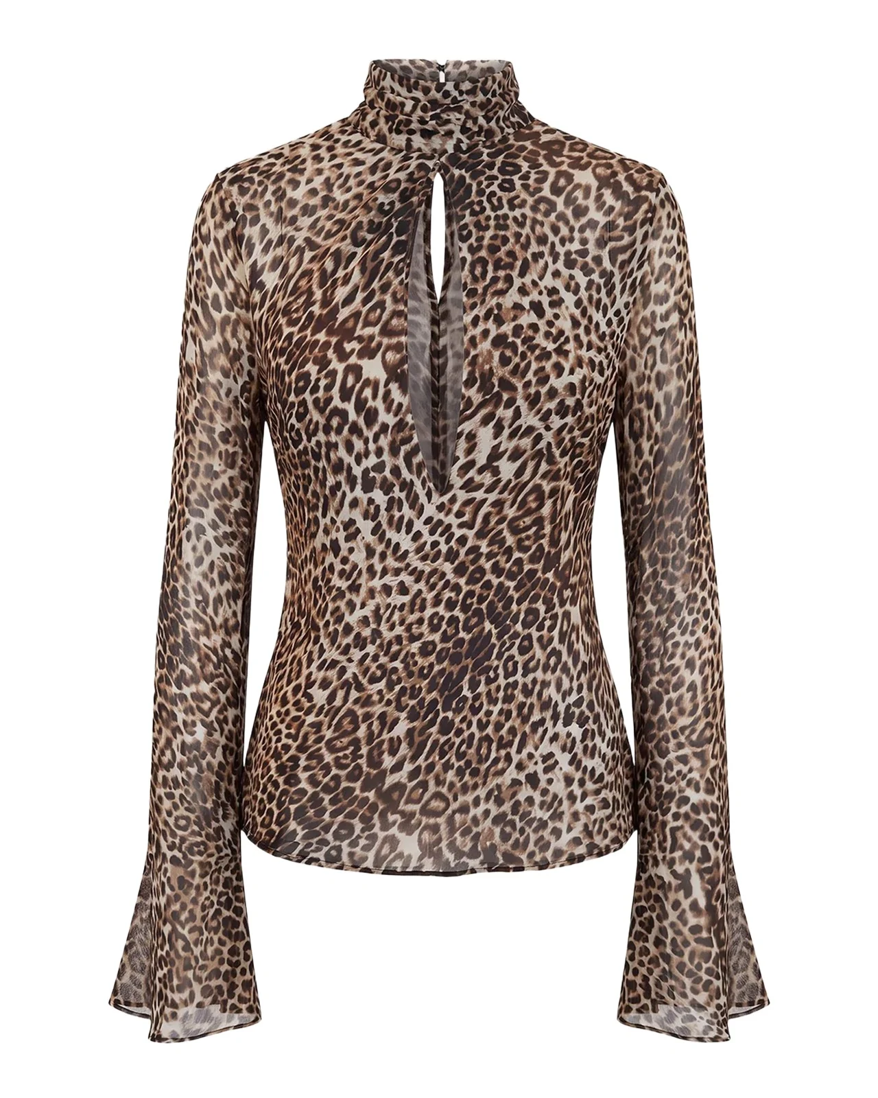 Celeste Cutout Leopard-Print Georgette Blouse Celeste Cutout Leopard-Print Georgette Blouse