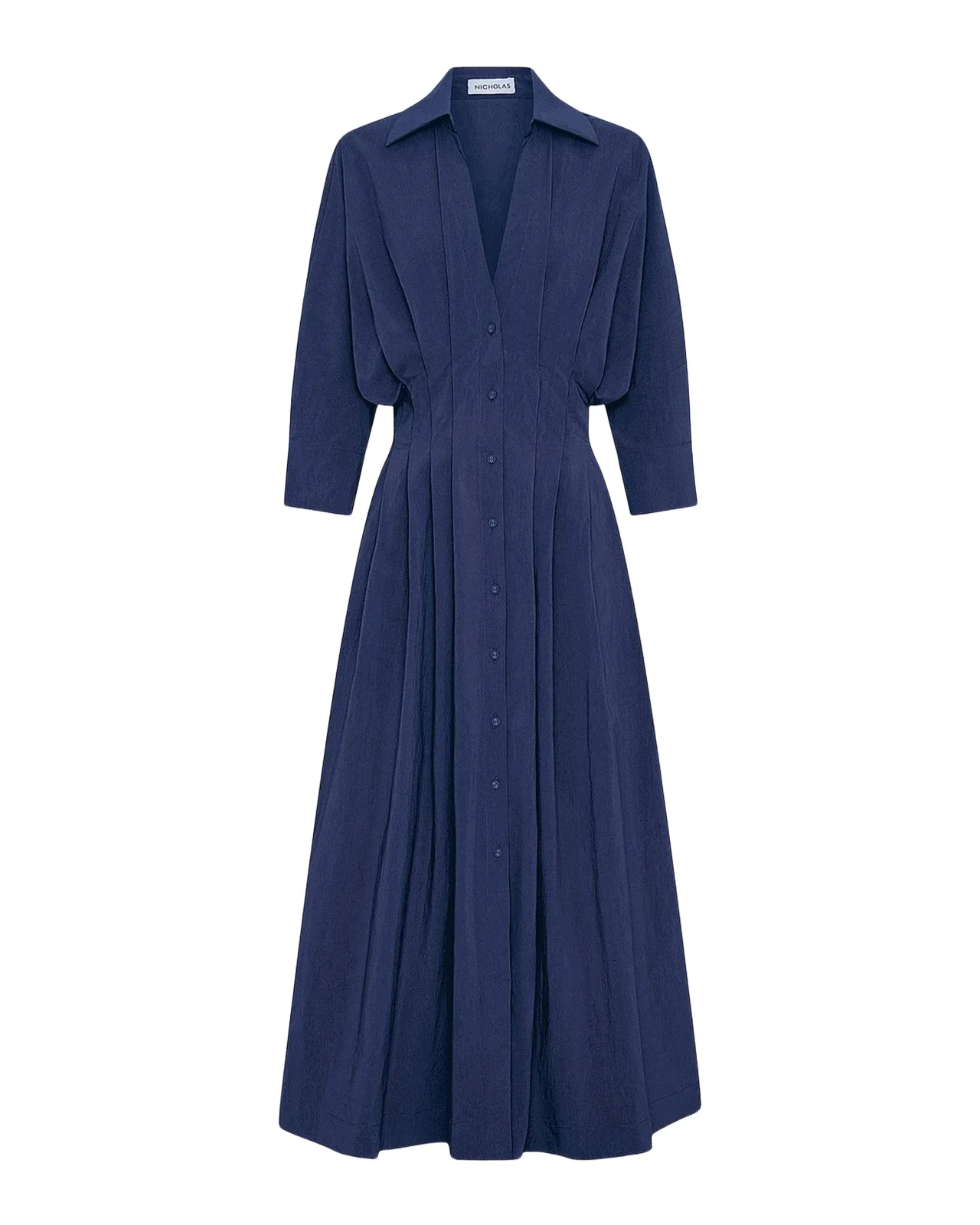 Lanae Pleated V-Neck Midi Shirtdress Lanae Pleated V-Neck Midi Shirtdress