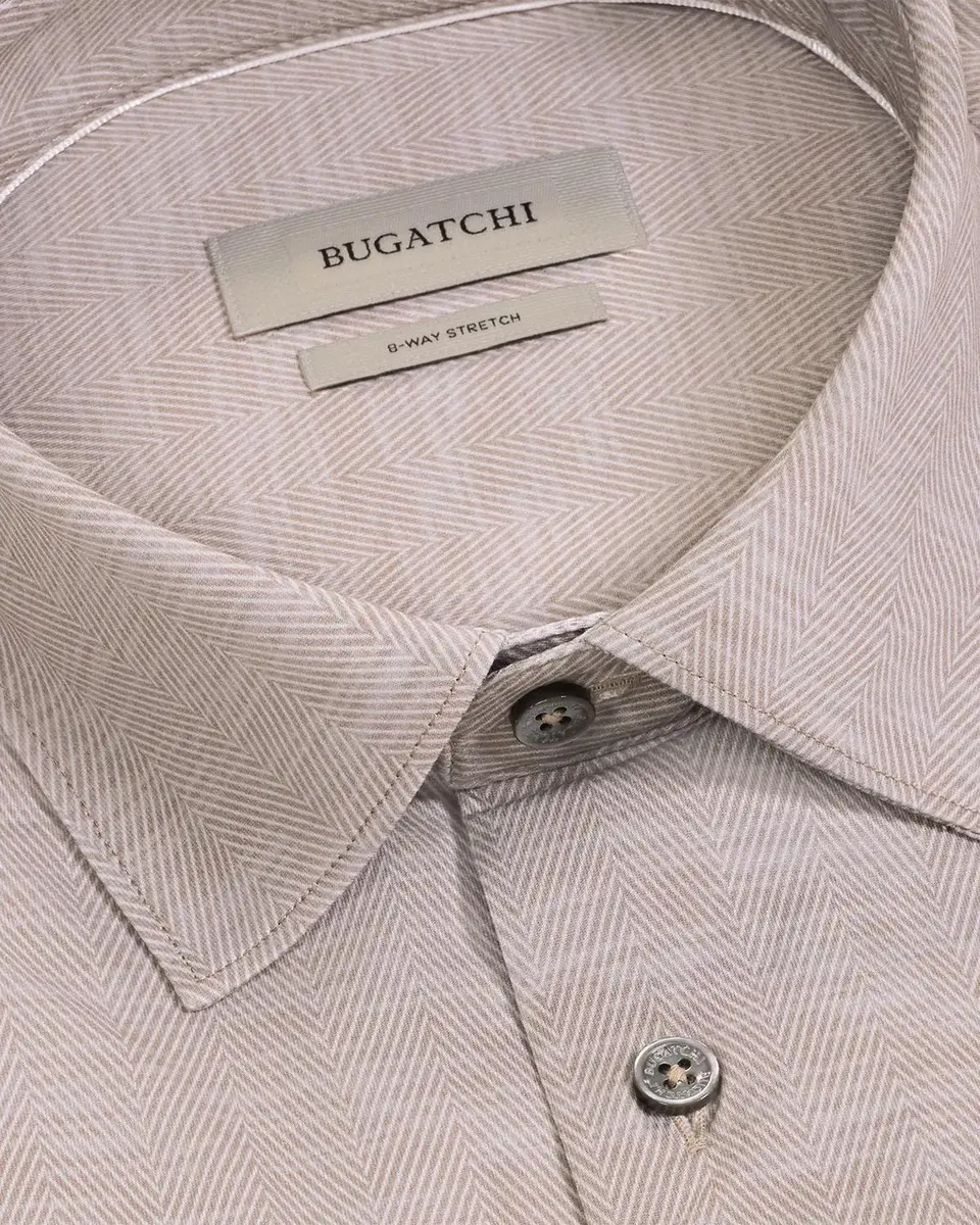 Bugatchi Men's James Herringbone Cotton Dress Shirt | Thumbnail 5 Bugatchi Men's James Herringbone Cotton Dress Shirt | Thumbnail 5