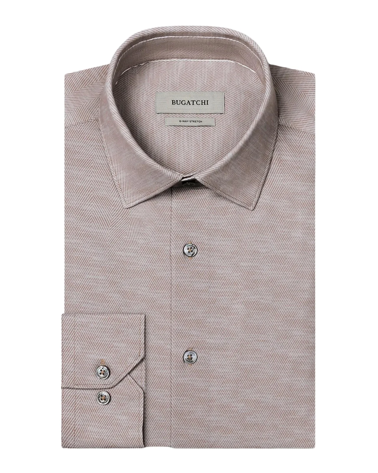 Bugatchi Men's James Herringbone Cotton Dress Shirt