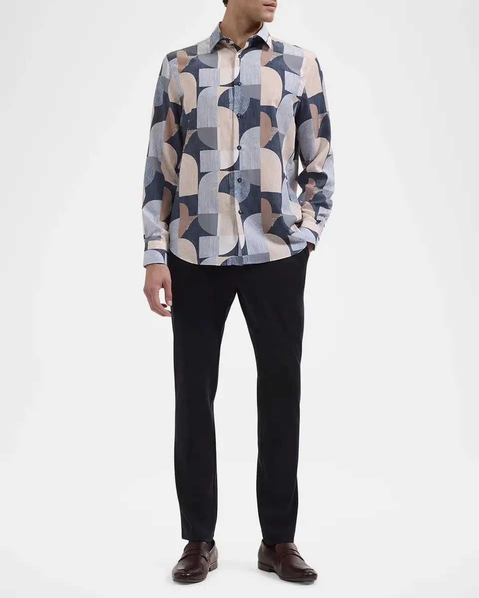Bugatchi Men's Julian Geometric Cotton Shirt | Thumbnail 2