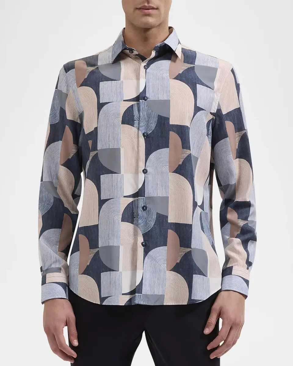 Bugatchi Men's Julian Geometric Cotton Shirt | Thumbnail 4