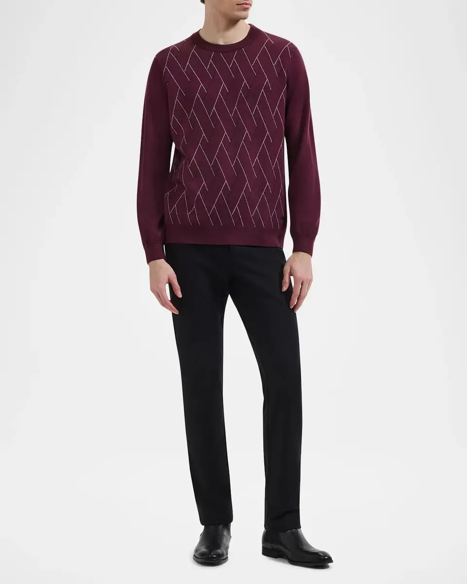 Bugatchi Men's Geometric Cotton Crewneck Sweater | Thumbnail 2