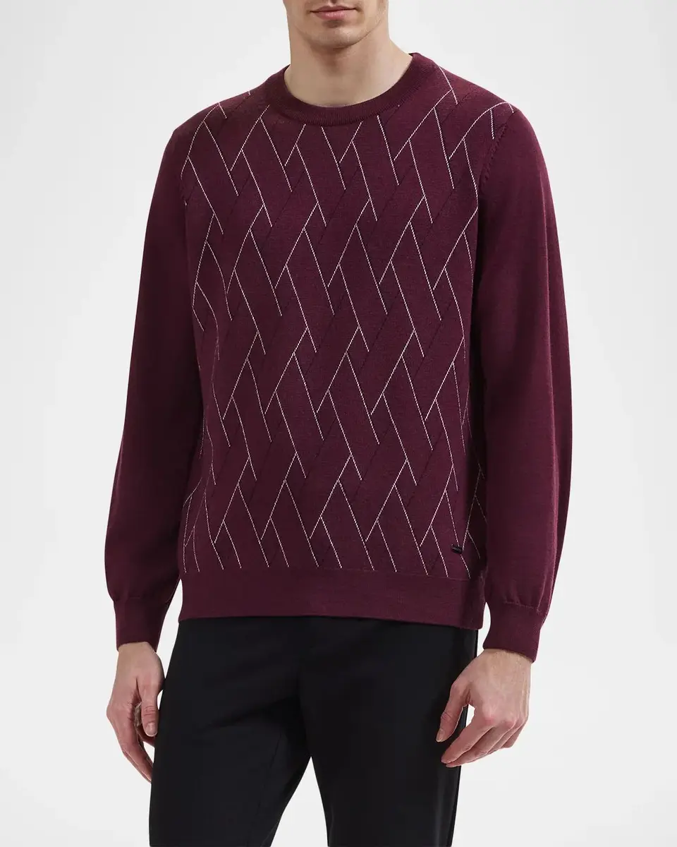 Bugatchi Men's Geometric Cotton Crewneck Sweater | Thumbnail 4