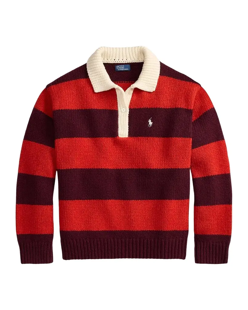 Striped Wool-Blend Rugby Sweater
